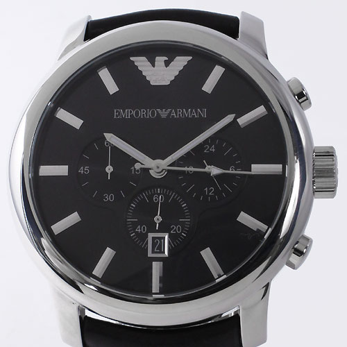 エンポリオアルマーニ 時計 クラシック クロノグラフ レザー ブラック メンズ AR0431 - ブランド激安市場